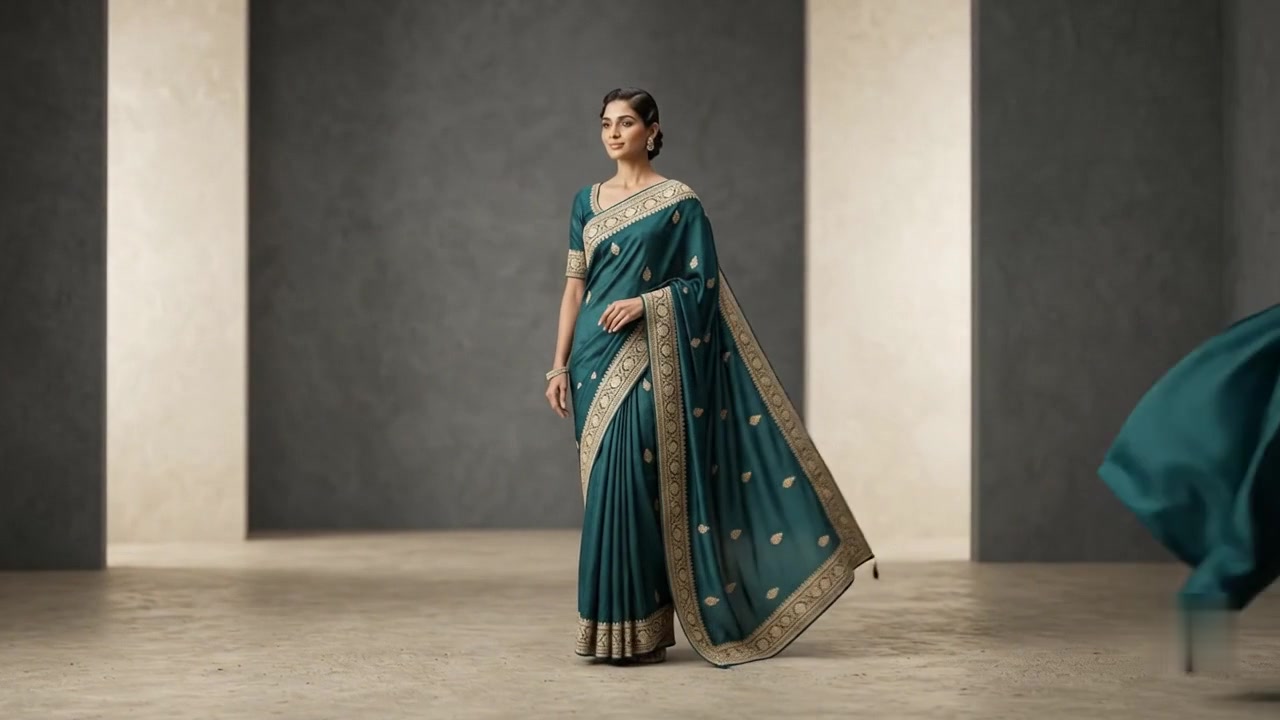 Real Model Wearing Saree